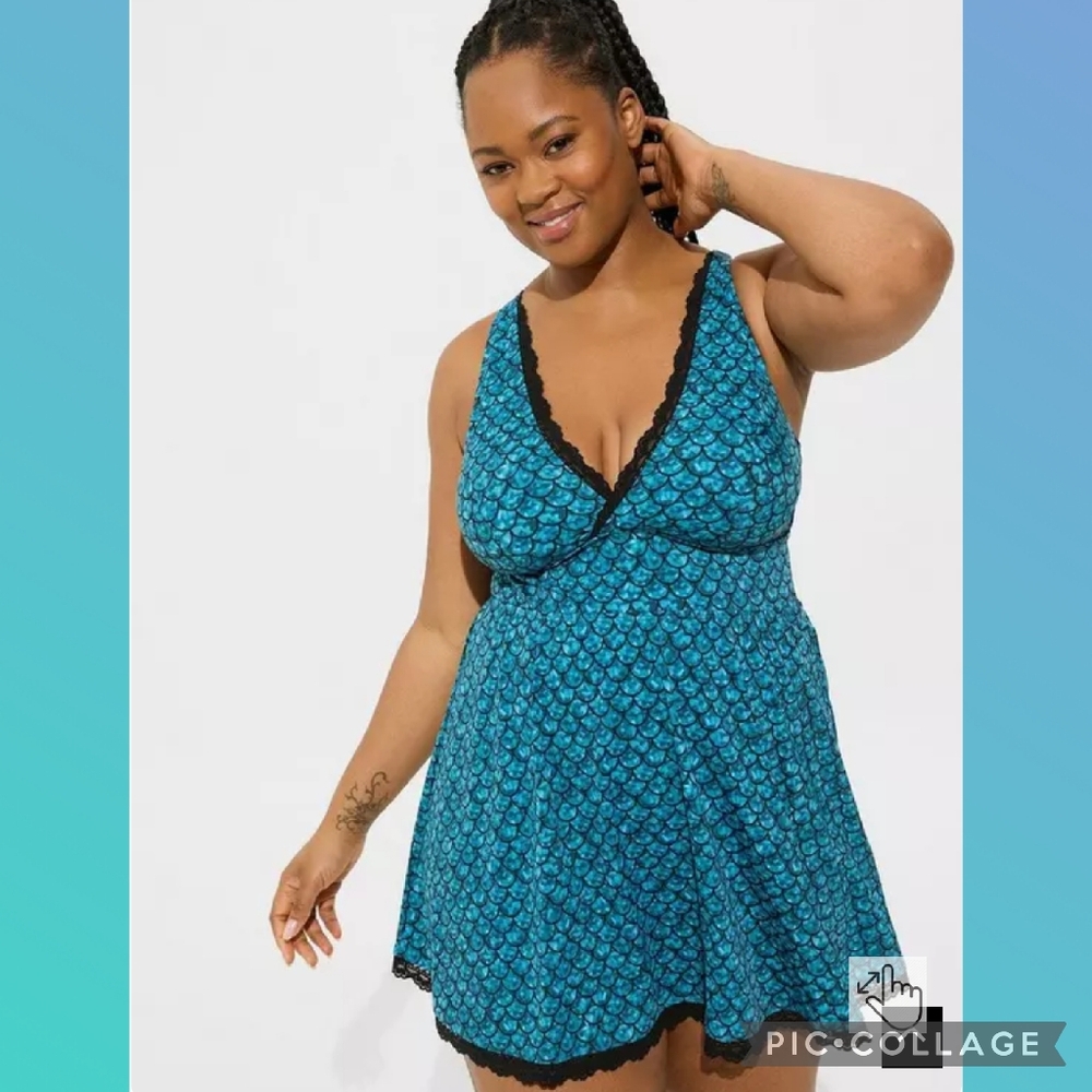 Torrid Wireless Swim Dress With Brief